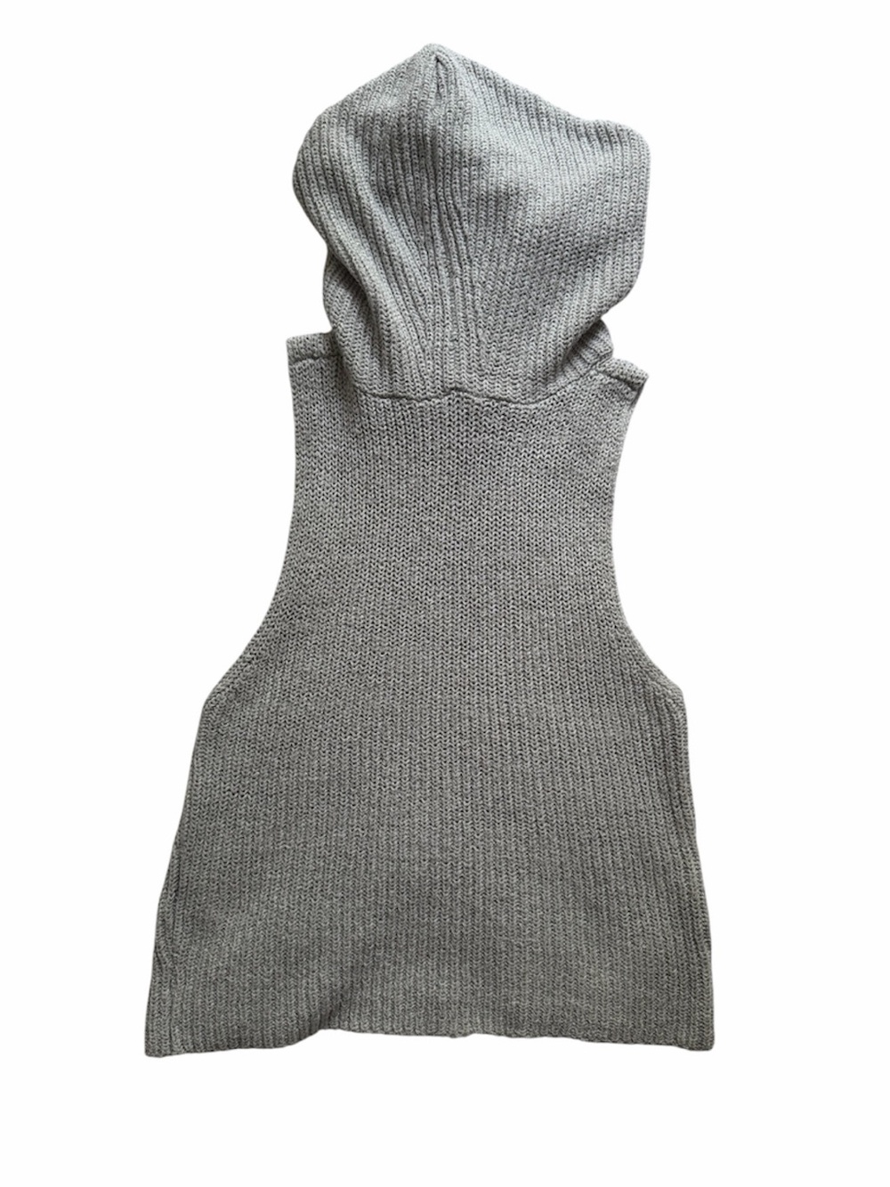 Zara Light Heather Gray Open-Knit Sleeveless Hoodie Top - Picture 2 of 3